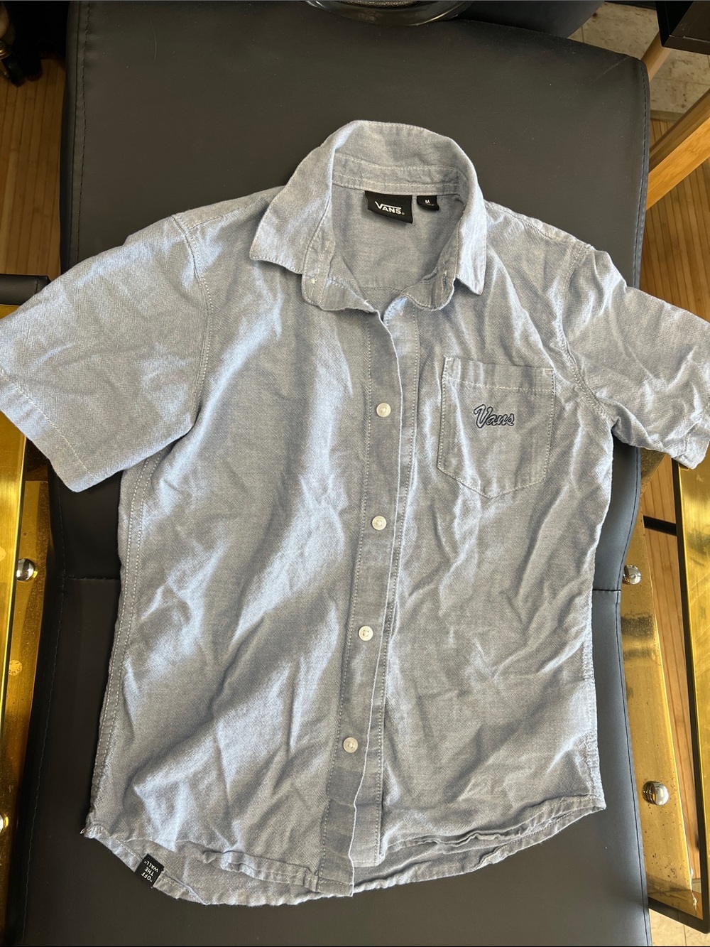 Vans Light Blue Short-Sleeve Button-Down Shirt with Chest Pocket